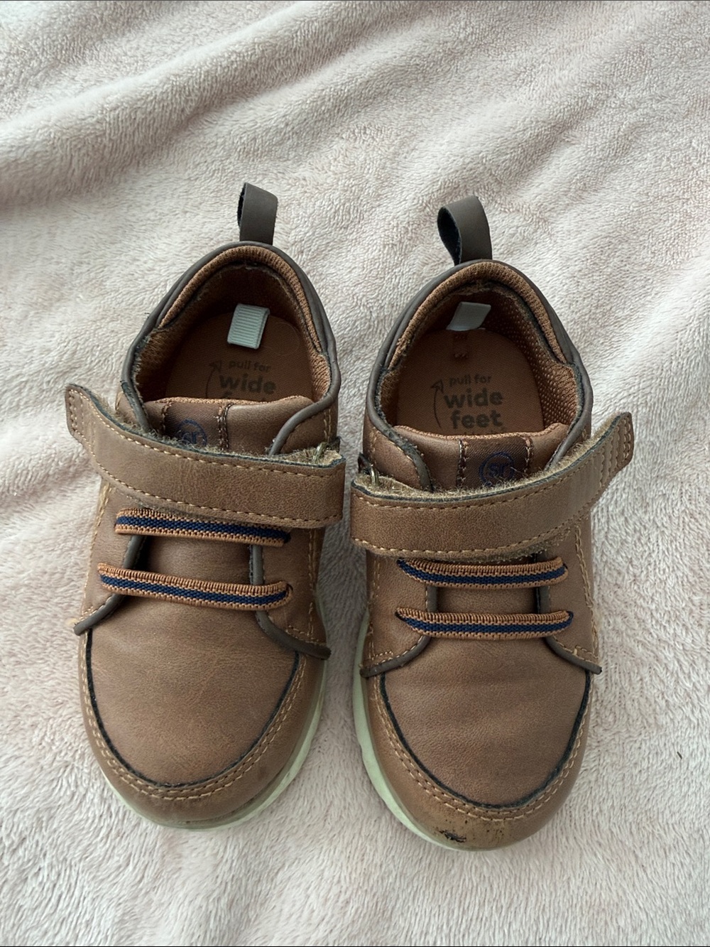 Stride Rite Brown Leather-Look Kids Hook-and-Loop Shoes